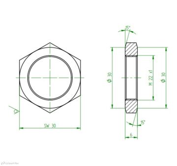 ÉCROU HÉXAGONAL PLAT M22X1-A2