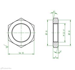 ÉCROU HÉXAGONAL PLAT M22X1-A2